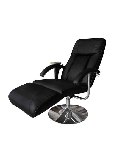 vidaXL Black Artificial Leather Electric TV Recliner Massage Chair