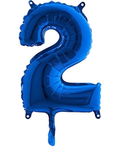 Folieballon cijfer '2' blauw (35cm)