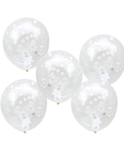 Ballonnen - gevuld met witte confetti (5 stuks)