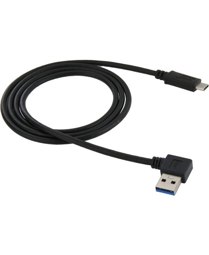 USB 3.1 Type-C mannetje naar USB 3.0 90 graden linker hoek Adapter Kabel voor MacBook 12 inch / Chromebook Pixel 2015, Lengte: 1meter (zwart)