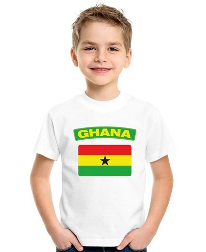 Ghana t-shirt met Ghanese vlag wit kinderen M (134-140)