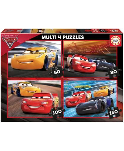 Educa Cars 3 - 4 puzzels van 50/80/100/150 stukjes