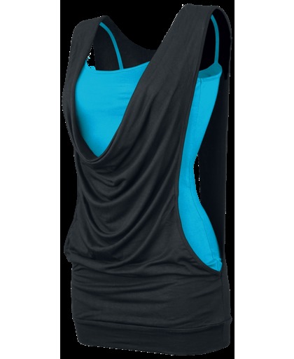 Forplay Open Double Layer Girls top zwart-turquoise