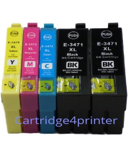 compatible ink Epson T34XL | 2x T3471XL BK  + 1x T3472XL C + 1x T3473XL M + 1x T3474XL Y |(5stuks)