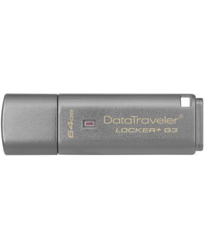 Kingston Technology DataTraveler Locker+ G3 64GB USB flash drive 3.0 (3.1 Gen 1) USB-Type-A-aansluiting Zilver