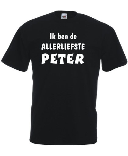 Mijncadeautje T-shirt - Ik ben de liefste PETER - Unisex Zwart (maat XL)