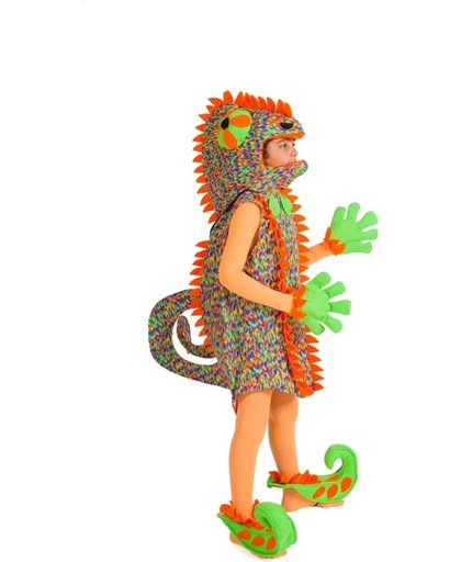 Kameleon kostuum voor kinderen - Geweldig pak met hoofddeksel, voeten en handschoenen maat 116 tot 122