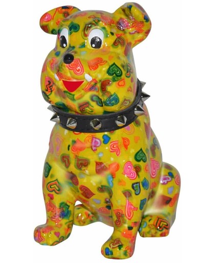 Pomme Pidou spaarpot bulldog Buddy - Uitvoering - Groen met harten