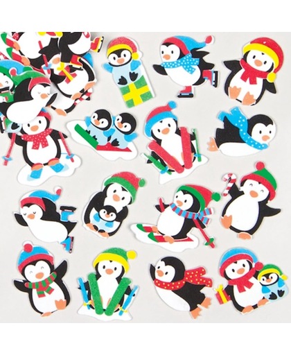 Foam kerst pinguin stickers - knutselspullen voor kinderen - scrapbooking verfraaiing om te maken en versieren kerstkaarten decoraties en knutselwerkjes (120 stucks)