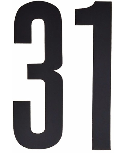 Cijfer sticker 31 zwart 10 cm - klikocijfers / losse plakcijfers