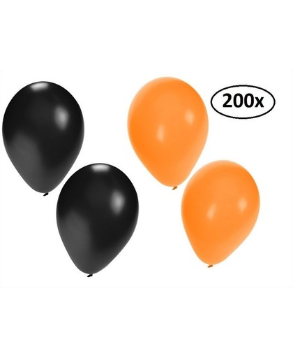 Halloween ballonnen helium 200x oranje en zwart