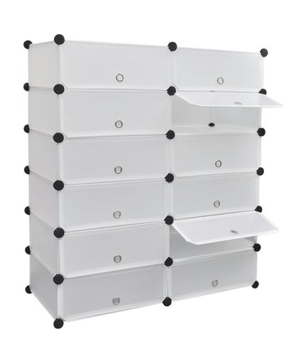 vidaXL White Shoe Organiser Storage Rack with 12 Compartments 92x37x105 cm