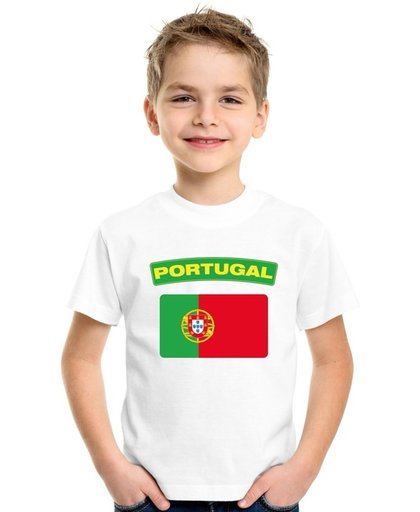 Portugal t-shirt met Portugese vlag wit kinderen XS (110-116)
