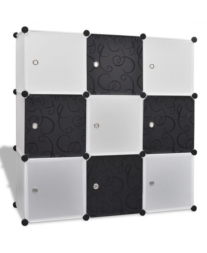 vidaXL Black-white Storage Cube Organiser with 9 Compartments 110x37x110 cm