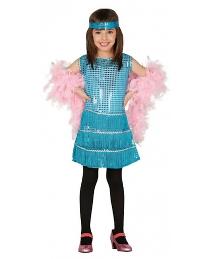Showgirl jurkje blauw voor meisjes 128-134 (7-9 jaar)
