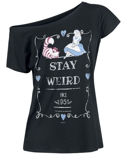 Alice in Wonderland Stay Weird Girls shirt zwart
