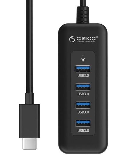 Orico - USB3.0 hub type-C aansluiting - 4x USB3.0 type-A poort - zwart
