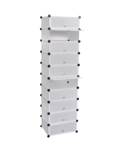 vidaXL White Shoe Organiser Storage Rack with 10 Compartments 47x37x172 cm