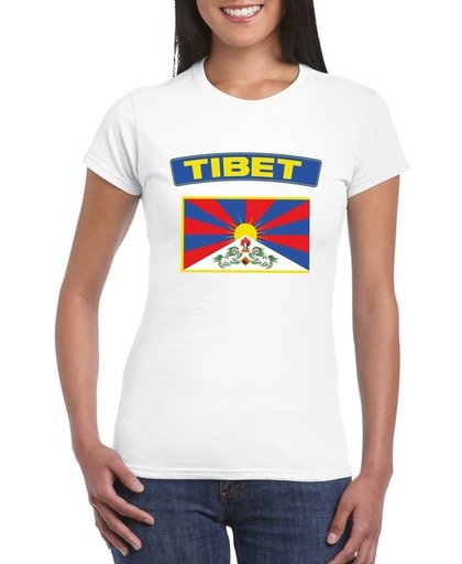 Tibet t-shirt met Tibetaanse vlag wit dames XL
