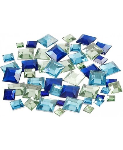 Vierkante plak diamantjes blauw mix