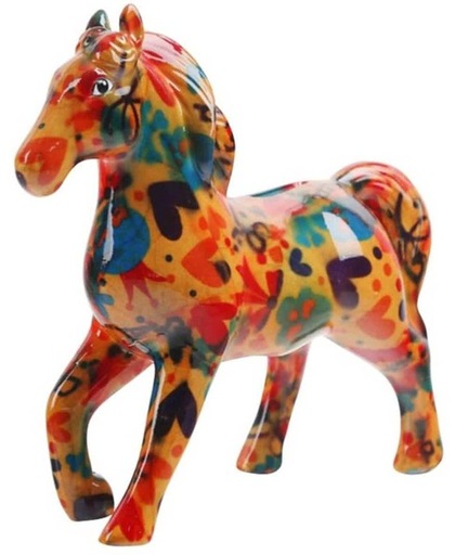 Pomme Pidou spaarpot paard Lucky - Uitvoering - Oranje met hartjes en doodskoppen
