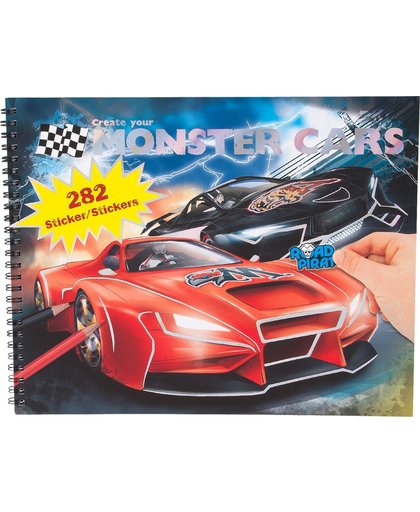 Monster Cars kleur- en stickerboek
