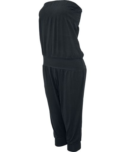 Urban Classics Ladies Shoulderfree Capri Jumpsuit Overall zwart
