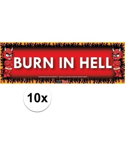 10x Sticky Devil Burn in hell grappige teksen stickers
