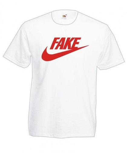 Mijncadeautje Heren Persiflage  T-shirt wit maat M Fake