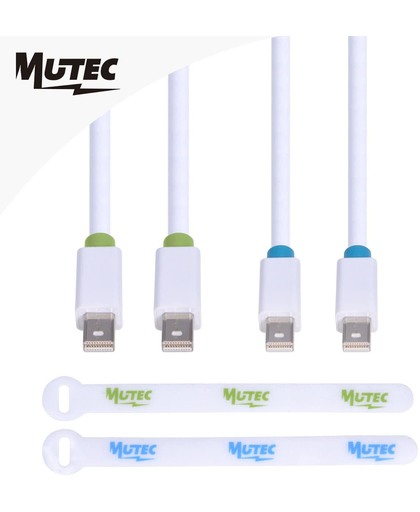 MutecPower "2 pak" 3 meter MINI DisplayPort (DP) naar MINI DisplayPort (DP) Kabel - mannelijk / mannelijk - Ultra HD 4k resolutie - Wit met 2 kabel koppelingen