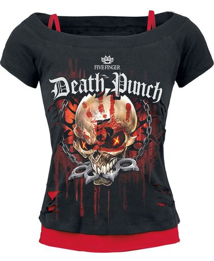 Five Finger Death Punch Assassin Girls shirt zwart-rood