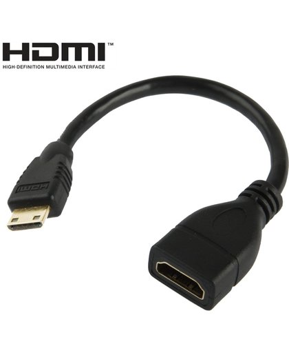 Vergulde Mini HDMI mannetje naar HDMI 19 Pin vrouwtje kabel, Lengte: 17cm