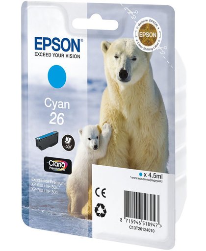Epson C13T26124012 inktcartridge Cyaan 4,5 ml 300 pagina's