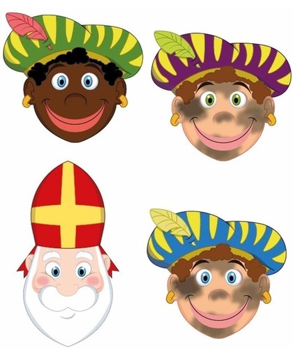 Sinterklaas - 3x Zwarte Pieten + Sinterklaas maskers setje