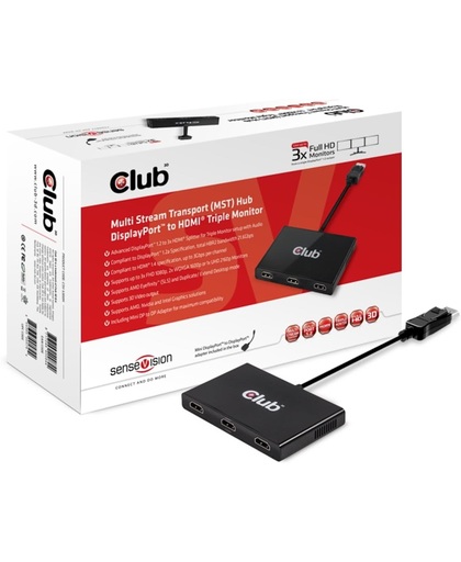 CLUB3D SenseVision MST Hub DP1.2 to HDMI™ Triple Monitor