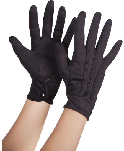 24 stuks: Handschoenen pols Basic met drukknop - zwart