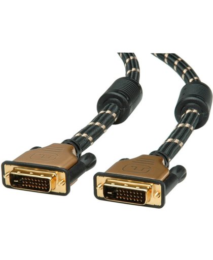 ROLINE 1m GOLD DVI-Kabel, Schwarz/Gold [DVI Stecker -<gt/> DVI Stecker, Dual-Link]