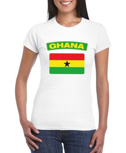 Ghana t-shirt met Ghanese vlag wit dames XL