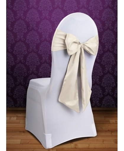 Bruiloft stoel decoratie creme strik - Huwelijk / bruiloft versiering