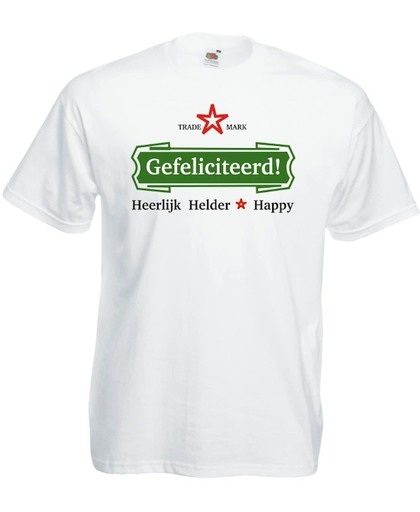 Mijncadeautje T-shirt - Gefeliciteerd, heerlijk, helder - Unisex Wit (maat 3XL)