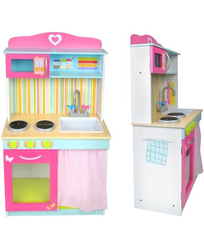 Houten Kinderkeuken Keukenset - Kinder Speelgoed Keuken - Speelgoed Accessoire Keuken Met Oven / Magnetron & Kookplaat