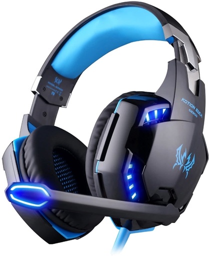KOTION EACH G2200 USB 7.1 Surround Sound Vibration Game Gaming hoofdtelefoon Computer Headset Koptelefoon Headband met microfoon LED licht,Kabel Length: About 2.2m(Blue + zwart)