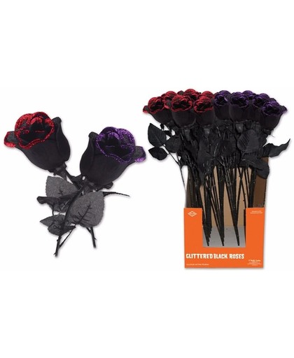 Halloween kunst roos zwart met paars