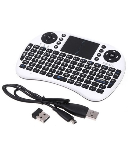 Premium Mini Draadloze Toetsenbord | Keyboard voor o.a. PC – Raspberry PI / Smart Phone / Console / Smart TV | Draadloos toetsenbord | Mouse + Touchpad | Wireless | Wit