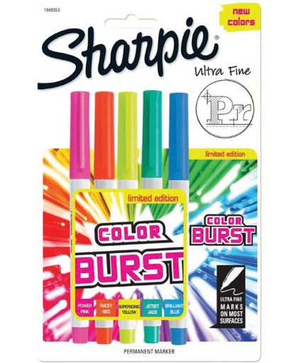 Sharpie color burst set van 5 ultra fijne punt