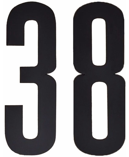 Cijfer sticker 38 zwart 10 cm - klikocijfers / losse plakcijfers