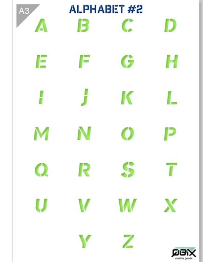 Hoofdletter Sjabloon Alfabet Italic - Karton Stencil - A3 42 x 29,7 cm - Letters zijn +- 2cm hoog