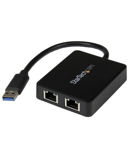 StarTech.com USB 3.0 naar 2-poorts gigabit Ethernet-adapter NIC met USB-poort kabeladapter/verloopstukje