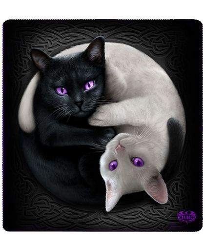 Spiral Yin Yang Cats Fleecedecke Fleece deken zwart