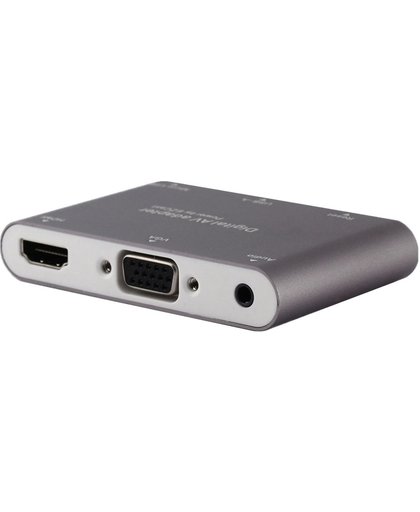 Micro USB naar HDMI + VGA HDTV Converter Digitale AV Adapter, P27 Metalen behuizing, Powered via EZCast, ondersteunt iOS / Android / Windows Systemen (grijs)